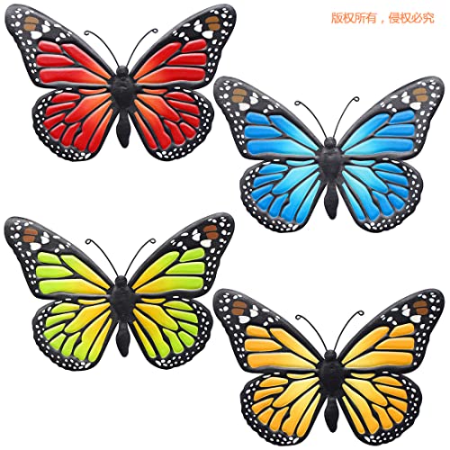 Eoorau Metal Butterfly Wall Art Outdoor Decor - 4 Pack 9.8In Butterflies Wall Sculpture Hanging Decor For Home Yard Patio Garden Decoration (4 Colors) #TOP1