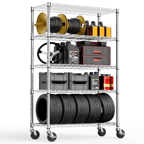 Image of M MZG 5-Shelf Storage Shelves,Wire Shelving Heavy Duty Metal Storage Shelving Unit Adjustable Garage Shelving Rack Pantry Kitchen (Chrome, 5 Tier,17.7 inch D x 47.2 inch W x 76.7 inch H)