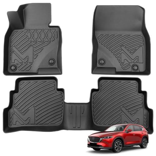 Image of TPE Automotive Floor Mats Custom for 2017-2025 Mazda CX-5 CX5, All Weather Cover Protection Waterproof Black Floor Liner Front & Rear Row Full Set Car Mats, 3PCS