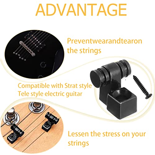 HUAREW 4PCS Guitar Roller String Trees Retainer String Guides for Electric Guitar Bass with Screw(Black) - Image 2