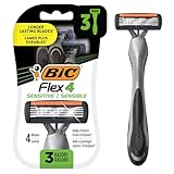 BIC Flex 4 Sensitive Men's 4-Blade Disposable Razor,3 Count