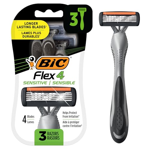 BIC Flex 4 Sensitive Men's 4-Blade Disposable Razor,3 Count