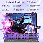 Tablet 2026 Android 15 Tablets with 2.0GHz Octa-Core, 30GB 64GB 2TB Expand, 10 inch Tablet with Keyboard, FHD IPS Display, Gemini AI, 8MP Camera, WiFi 6, 6000mAh, Widevine L1, BT 5.0 -Gray