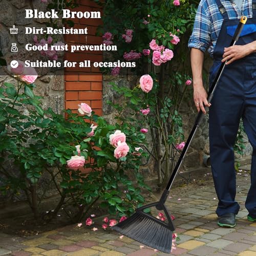 PUTNATRUE Robuster Besen – verbesserter Winkelbesen mit längerem Griff, 3 Packungen Haus-/Gewerbebesen, Indoor-/Outdoor-Besen für Garagen, Restaurant, Küche und Hof (Schwarz x Gelb x Orange) – Bild 6