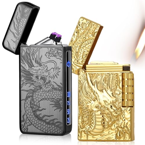 2 Stücke Drachen Feuerzeuge, Elektrisch Lichtbogen Feuerzeug + Weiche Flamme Metall Feuerzeug, USB C Recharge und Butangas Nachfüllen Feuerzeuge für Kerzen Küche Geschenk Männer(NO Gas) 2 Stücke Drachen Feuerzeuge, Elektrisch Lichtbogen Feuerzeug + Weiche Flamme Metall Feuerzeug, USB C Recharge und Butangas Nachfüllen Feuerzeuge für Kerzen Küche Geschenk Männer(NO Gas)