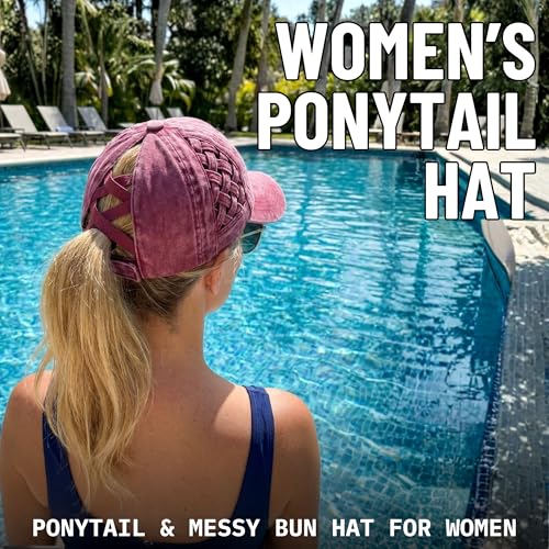 Image of Funky Junque Womens Baseball Cap Dad Hat Ponytail Messy Bun Trucker Ponycap