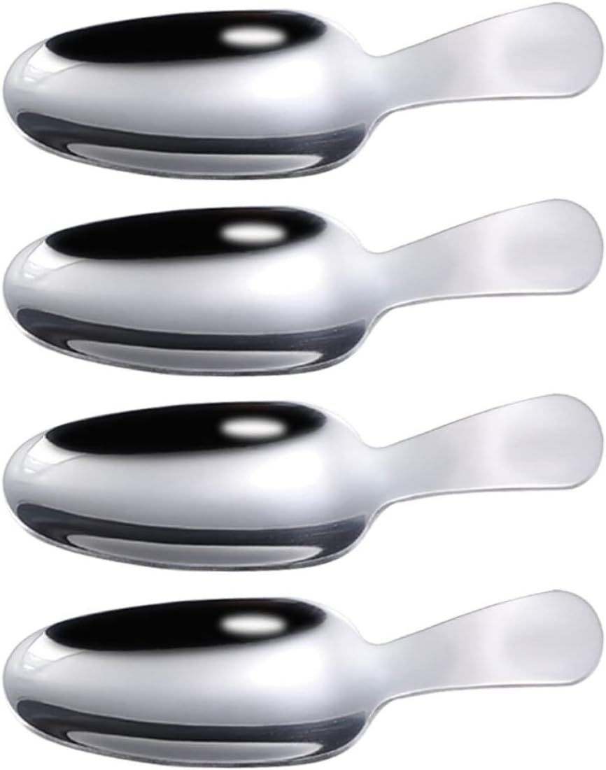 4Pcs Stainless Steel Tea Scoop and Portable Ice Cream Spoons Comfortable Handle for Home Essentials for Tea Leaves and Desserts