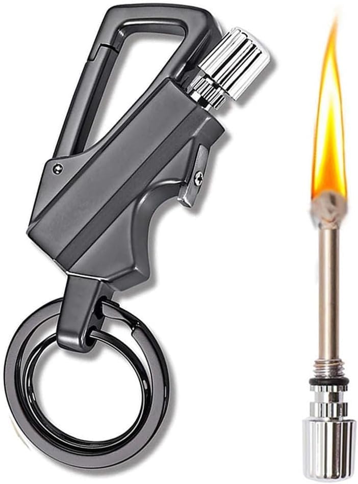 Encendedor estilo fósforo con llavero y abrebotellas negro