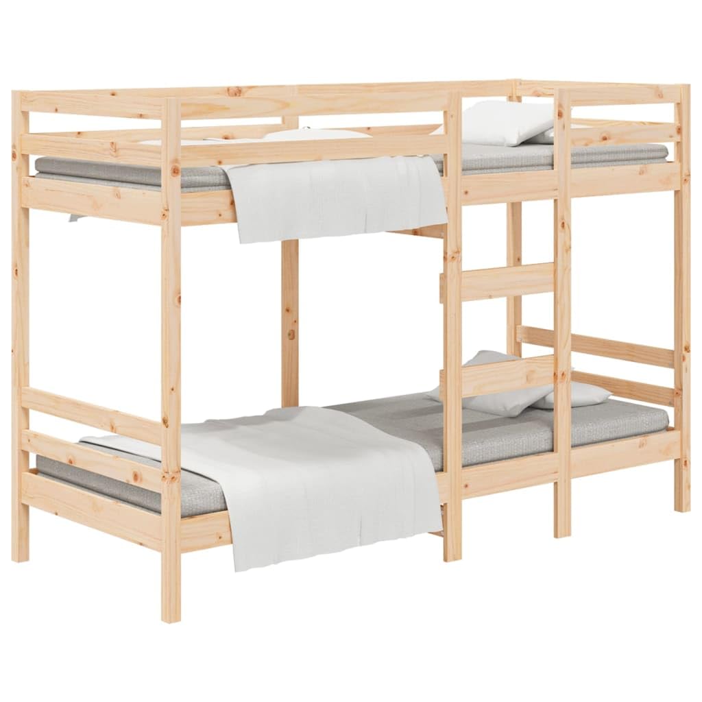 Litera de madera maciza de pino de 90 x 200 cm, diseño que ahorra espacio, barandillas seguras, marco de cama de color natural para habitaciones de niños y jóvenes, muebles duraderos