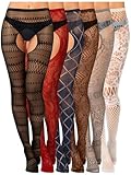 Skylety 6 Pairs Women Fishnet Thigh High Stockings Tights Suspender Pantyhose Stockings for Women(Elegant Colors)