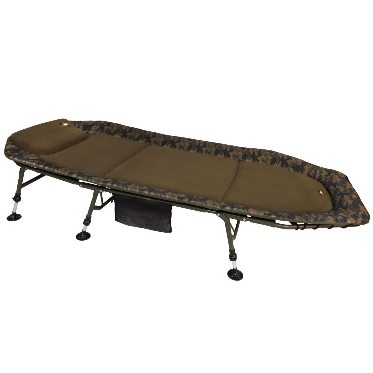 Camou Advance MK II 6-Bein Karpfenliege, 216x99cm | Fleece-Bezug & 60mm Kissen, 150kg Tragkraft, verstellbare Schlammteller-Beine, CamouTex, extra Breit