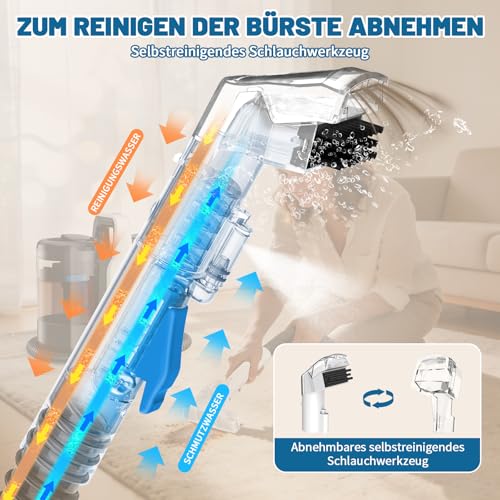 Polsterreiniger Gerät, 600W 17kPa Teppichreiniger Waschsauger, Nassauger mit Reinigungsmittel, Kompakter Teppichreiniger und Textilreiniger – Waschsauger für Teppich, Polster Autositze & Sofa