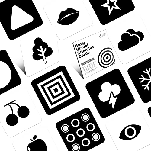 Newborn Toys High Contrast Baby Cards, Infant Gift for 0-3-6 Months Brain Development. Montessori Black and White Flash Book, Boy/Girl Essentials Tummy Time Learning Activity for Visual Stimulation