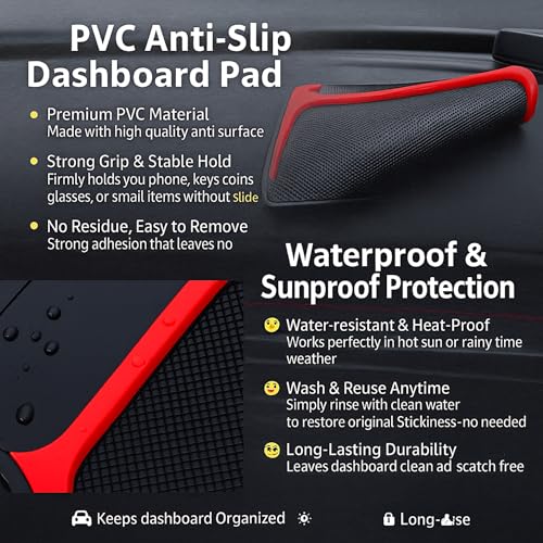 Image of DETACHI Car Dashboard Mat, 2-Section Design for Small Items Like Pen & Coins, Premium Silicone Anti-Slip Pad, Universal Sticky Adhesive Mat for Phone, Sunglasses, Keys & Accessories