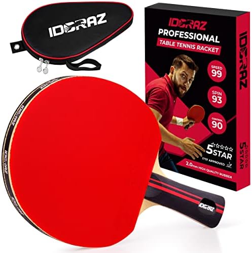 Idoraz Ping Pong Paddle Professional Racket - Table Tennis Racket with Carrying Case - ITTF Approved Rubber for Tournament Play - Best Table Tennis Paddle