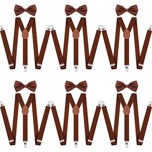 Image of Didaey 12 Pieces Men Suspender and Bow Tie Set Bulk Suspenders for Men Elastic Y Back Bowtie Set for Groom Groomsmen Weddings