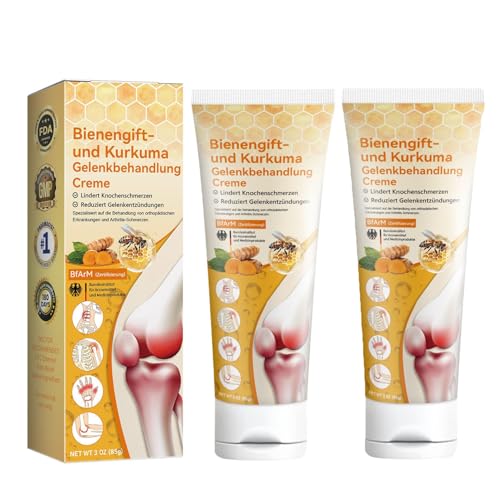 2pcs Bee Venom Ungüento de cera de abeja crema articular con veneno de abeja y cúrcuma, crema de abeja veneno de abeja, gel de cúrcuma de abeja para aliviar las articulaciones, calmante, cuello y