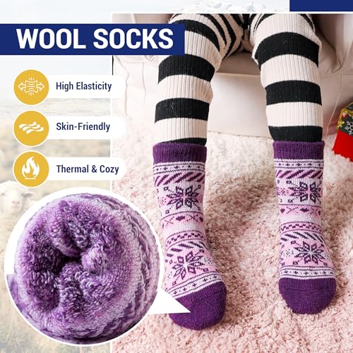 Eocom Meias infantis de lã quente de inverno para caminhadas, botas térmicas grossas, confortáveis p