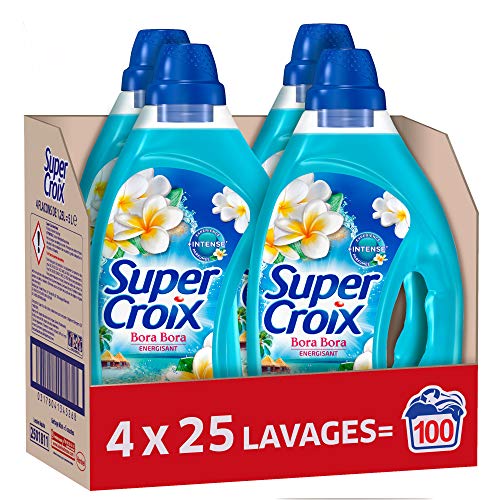 Super Croix Bora Bora – 100 Lavages (4 x 1.25L) – Lessive Liquide Parfumée – Fleur de Monoi & Lait d'Aloe