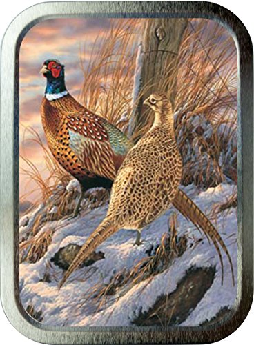 PHEASANT 2oz SILVER TOBACCO TIN,GIFT BOX