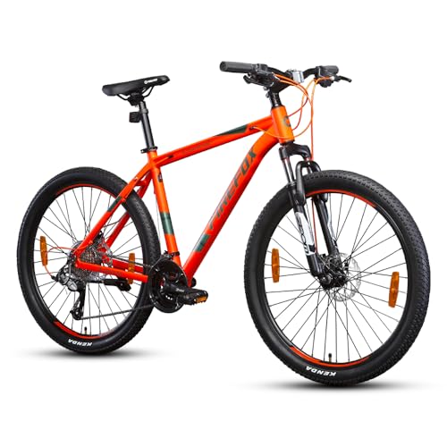 FIREFOX Combat 27.5T 24 Speed MTB Bicycle for Mens | Front Suspension | Alloy Frame : 17 Inches| Ideal for Mens | Orange | 95% Assembled Cycle(Ready to Ride in 5 Mins)