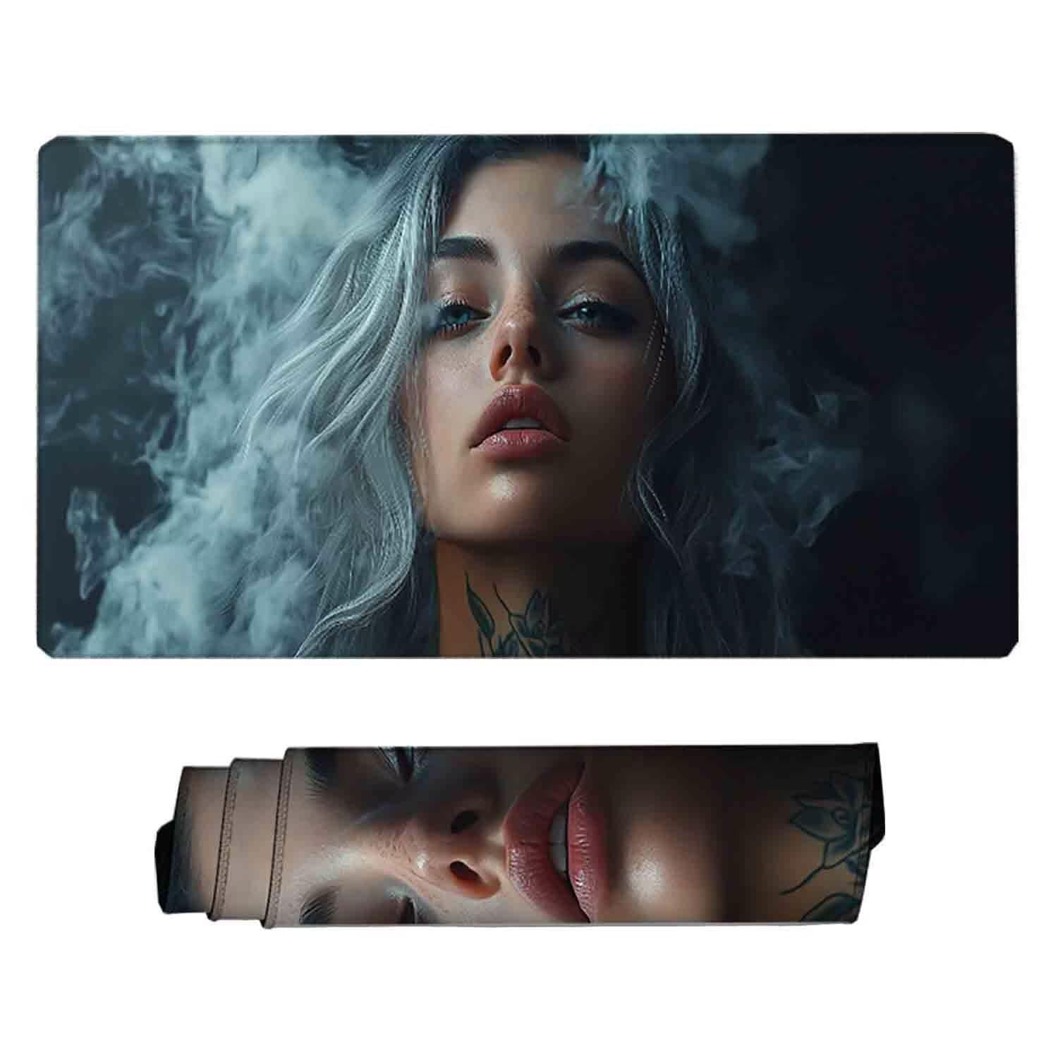 Szara podkładka pod mysz damska XXL podkładka pod mysz 1200 x 600 mm podkładka pod mysz z przeszytymi krawędziami i gumową podstawą antypoślizgowa podkładka pod mysz XXL do gier, laptopa, akcesoria