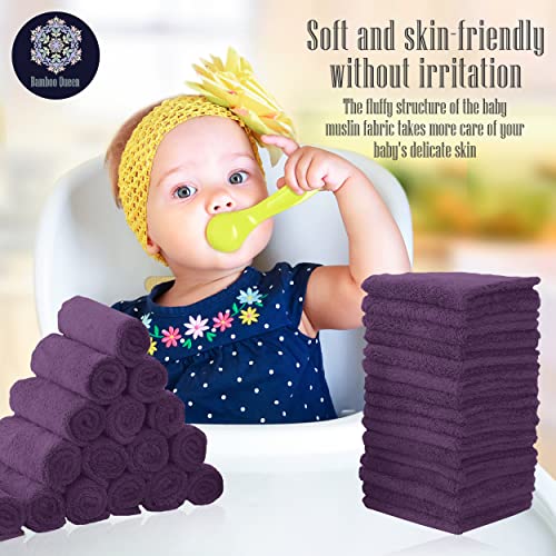 Image of 32 Pack Baby Washcloths - Luxury Coral Fleece - Extra Absorbent and Soft Wash Clothes for Newborns, Infants and Toddlers - Suitable for Sensitive Skin and New Born - Baby Shower - Plum, 10x10 Inch