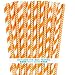 Paper Straws - Orange White - Stripe Chevron Polka Dot - 100 Pack