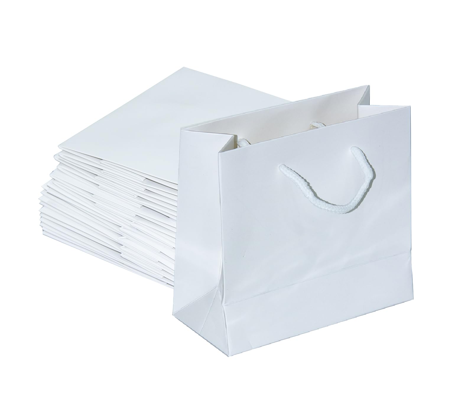 Rosy.Moment Paper Gift Bags 12 Pieces Set, Eco-friendly Paper Bags, With Handles Bulk, Paper Bags, Shopping Bags, Kraft Bags, Retail Bags, Party Bags 15x14x7Cm, Color White