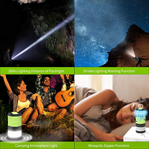 LED Camping Lantern, Bug Zapper Camping Lantern with 2000mAh Rechargeable Battery, Camping Lights with Magnetic Base for Outdoor, Hiking, Home and Car, Lanterns Battery Powered LED Emergency Lighting