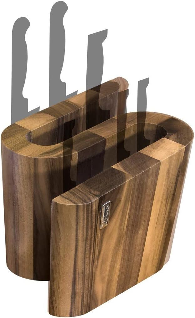 A modern magnetic knife stand made of beechwood