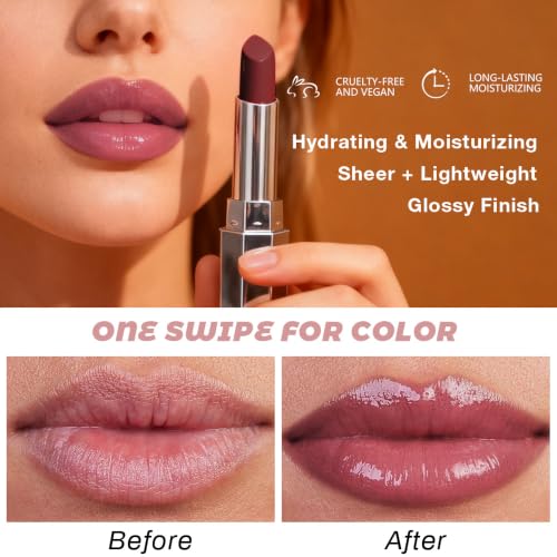 Image of evpct Light Mauve Honey Lipstick Tinted Lip Balm Oil Stick for Women, 11