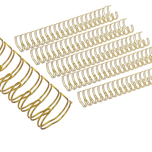 PATIKIL 22mm (7/8') Peines de Encuadernación de Doble Bucle, 50Pcs Bobinas de Encuadernación de Doble Bucle de Metal con Capacidad para 220 Hojas, Paso 2:1, 21 Anillas, Tono Dorado
