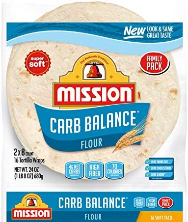 Mission Low Carb Soft Taco Flour Tortilla's 24 oz 2/8 ct Twin Pack - 4g Net Carbs
