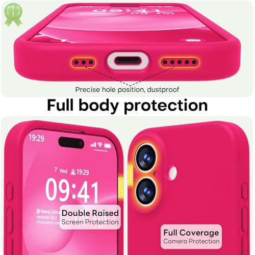 Image of LOVE 3000 Designed for iPhone 17 Case, Premium Silicone [Compatible with Magsafe][Soft Anti-Scratch Microfiber Lining] Shockproof Protective Phone Case for Men Women 6.3 inch, Hot Pink