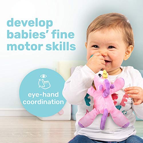 Image of Unicorn Stuffed Animal Detachable Pacifier Holder, Latex-Free Soother with Stuffed Toy, Calming and Easy to Clean Baby Stuff, Newborn Pacifier- BabyLuv