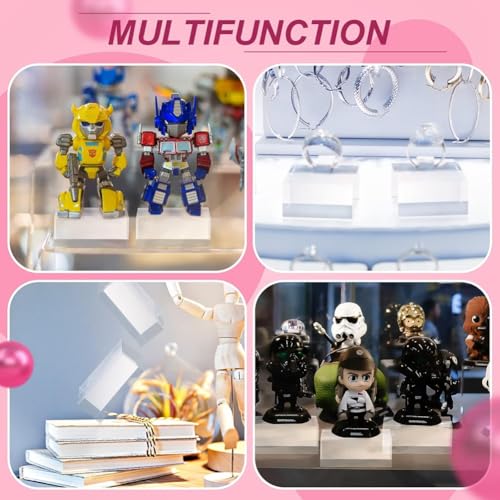 Exogio 16 Stück Transparente Acryl-Würfel-Display-Blocks 5 * 5 * 2.5cm Quadratische Würfel Ständer, Schmuckständer Basis, Polierter Display Quader Für Edelsteine, Schmuck, Figuren, Kosmetik-Shows
