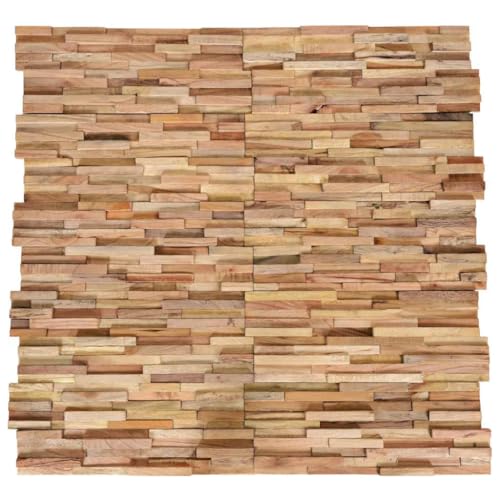 vidaXL 10x Madera Teca Paneles de Revestimiento de Pared Azulejo Impermeable Fachada de Casa Hogar Exterior Decoración Duradero Elegante 3D 1,08 m²