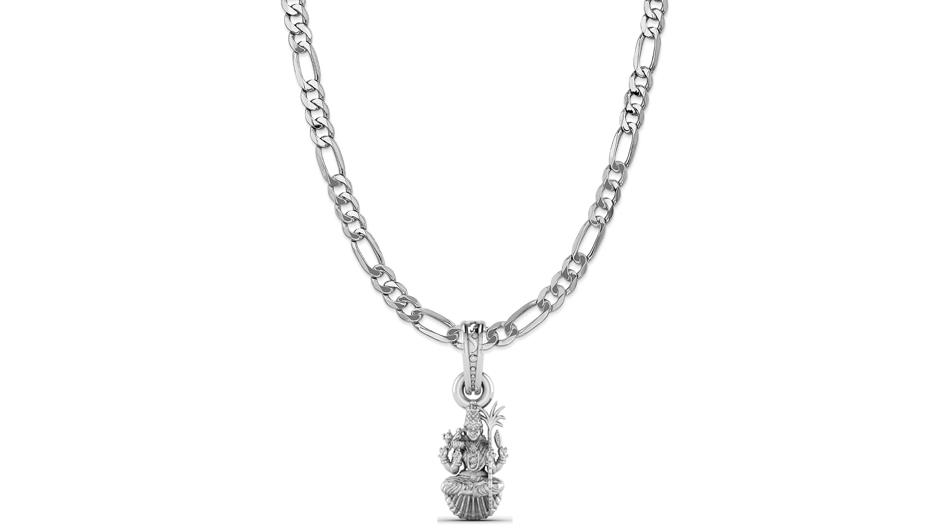 Sterling Silver (92.5% purity) Goddess Maa Lalitha Parameswari Chain Pendant (Pendant with Chain) for Men & Women Lord Maa Sahasranamam Tripura Sundari chain Locket (7182-AC-P)-image-4