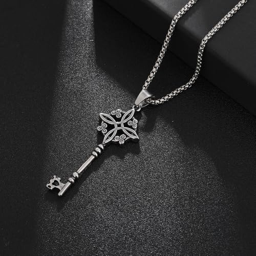 NIGHTCRUZ Witch Knot Key Necklace, Witchy Magic Knot Pendant, Celtic Jewelry for Women4