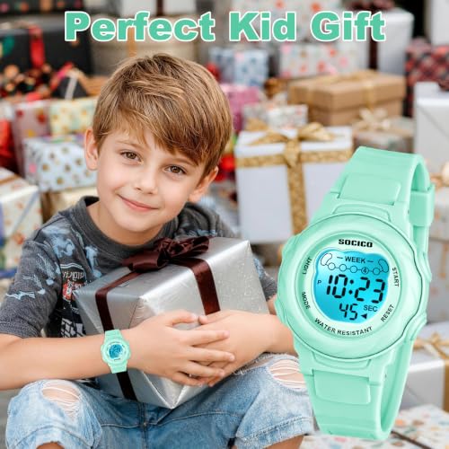 Image of SOCICO Kids Digital Watch 50M Waterproof & 7 Color Lights for Boys Girls