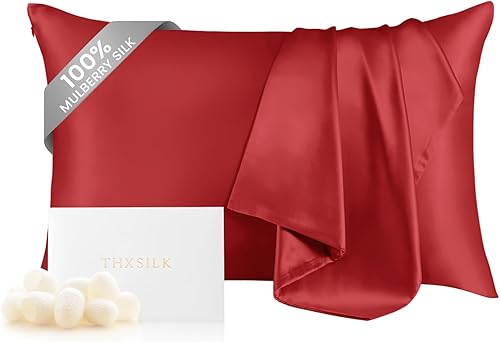 Miniatura 83 de THXSILK Funda de almohada de seda de morera 100% natural para cabello y piel, tamaño estándar de 20 x 26 pulgadas, funda de almohada de seda suave