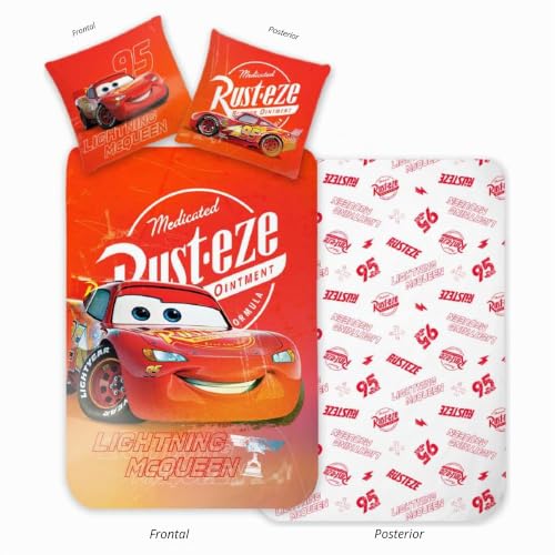 Miniatura 5 de Juego De Funda Nórdica De 100 X 135 Cm Y Funda De Almohada De 40 X 60 Cm, 100 Algodón, Suave Y Transpirable, Ropa De Cama Lightning Mcqueen Para Niños Cuna Junior
