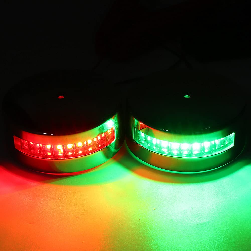 Luce di Navigazione a LED 12V/24V Lampada Spot per Navigazione a Vela Rossa Verde Brillante per Yacht Marino, Acciaio Inossidabile Resistente e ABS, 1 Paio