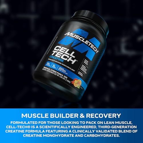 MuscleTech Creatine Monohydrate Powder - Cell-Tech Creatine Powder Post Workout Recovery Drink, Muscle Builder & Musclebuilding Supplement - Tropical Citrus Punch, 3 lbs (27 Serv) - Packaging May Vary - Image 4