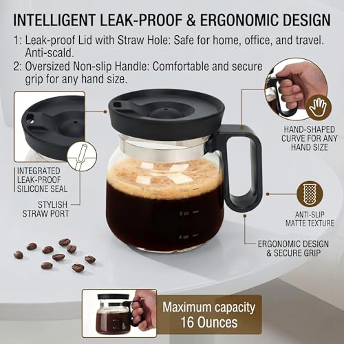 Taza de Vidrio Resistente al Calor de 16 oz con Tapa miniatura 3