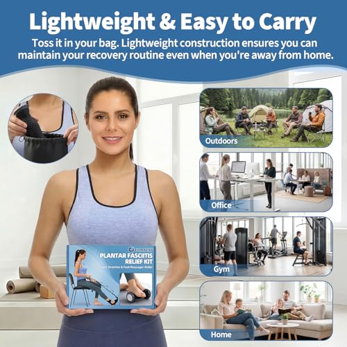 Image of comness Plantar Fasciitis Relief Kit - Foot Stretcher and Foot Massager Roller, Stretch and Roll Routine for Heel Pain,Arch Pain, Simple At-Home Daily Foot Care
