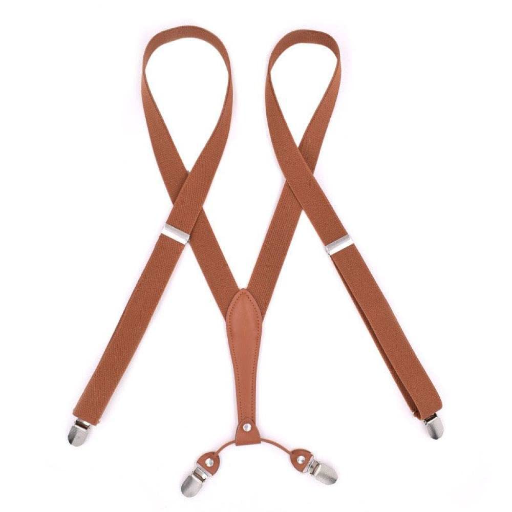 bretelle, 1Pc 2.5 * 115Cm Donne Bretella Elastica 4 Pinze Uomini Regolabili Bretelle for Pantaloni Cinghie Accessori di Abbigliamento da Uomo(Camel)
