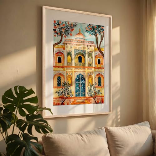 Image of kotart Madhubani Art Wall Painting Traditional Home Decoration With Frame For Living Room Bed Room Hotel Wall Decor Digital Reprint (14X20 inch)