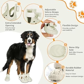 Dog Shoes for Medium Large Size, Breathable Dog Shoe for Hot Pavement, Dog Booties and Paw Protectors, Non-Slip Waterproof Dog Sandals Boots with Reflective for Rain, Summer, Hiking, Snow (Size 7)